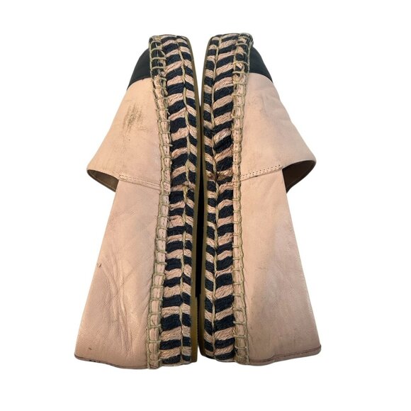 Tory Burch Pink Cap-Toe Leather Espadrilles Sz 5.5 nude black - Picture 4 of 6